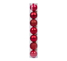 Набор новогодних шаров Novogod'ko, пластик, 4 cм, 7 шт/уп, красный (974013)