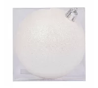 Новорічна куля Novogod'ko, пластик, 8 cм, біла, гліттер (974037)