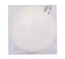 Новогодний шар Novogod'ko, пластик, 8 cм, белый, глиттер (974037)