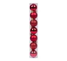 Набір новорічних куль Novogod'ko, пластик, 5 cм, 7 шт / уп, червоний (974021)