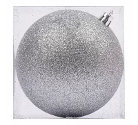 Новорічна куля Novogod'ko, пластик, 10 cм, срібло, гліттер (974048)