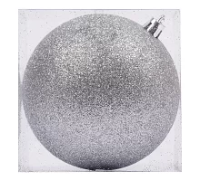 Новогодний шар Novogod'ko, пластик, 10 cм, серебро, глиттер (974048)