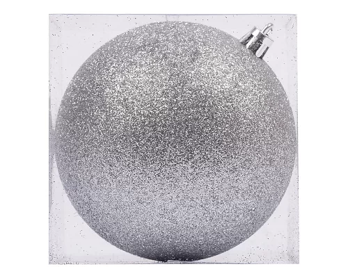 Новогодний шар Novogod'ko, пластик, 10 cм, серебро, глиттер (974048)
