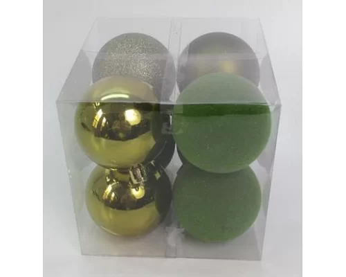 Набор новогодних шаров Novogod'ko пластик 6см 8 шт/уп оливковый (974411)