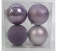 Набор новогодних шаров Novogod'ko пластик 10см 4 шт/уп сиреневый (974426)