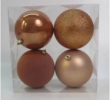 Набор новогодних шаров Novogod'ko пластик 10cм 4 шт/уп бронза (974424)