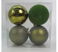 Набір новорічних куль Novogod'ko пластик 10см 4 шт/уп оливковий (974425)