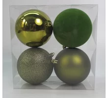 Набір новорічних куль Novogod'ko пластик 10см 4 шт/уп оливковий (974425)