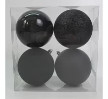 Набір новорічних куль Novogod'ko пластик 10см 4 шт/уп чорний (974422)