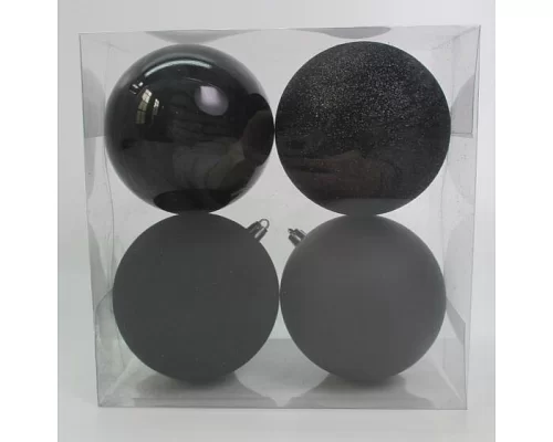 Набір новорічних куль Novogod'ko пластик 10см 4 шт/уп чорний (974422)