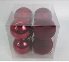 Набор новогодних шаров Novogod'ko пластик 8см 8 шт/уп бордо (974414)
