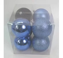 Набір новорічних куль Novogod'ko пластик 8см 8 шт/уп блакитний (974417)