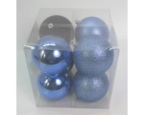 Набір новорічних куль Novogod'ko пластик 8см 8 шт/уп блакитний (974417)