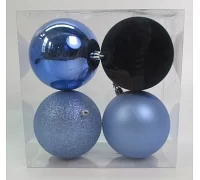 Набір новорічних куль Novogod'ko пластик 10cм 4 шт/уп блакитний (974423)