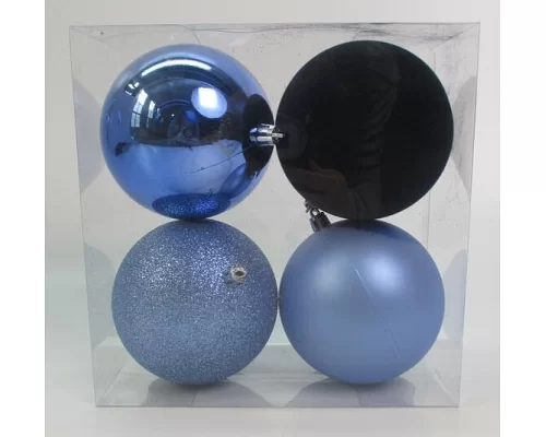 Набор новогодних шаров Novogod'ko пластик 10cм 4 шт/уп голубой (974423)