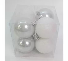 Набор новогодних шаров Novogod'ko пластик 6см 8 шт/уп белый (974522)