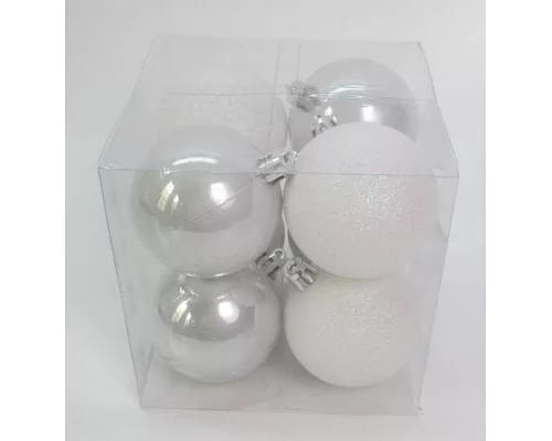 Набір новорічних куль Novogod'ko пластик 6см 8 шт/уп білий (974522)