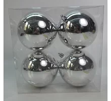 Набор новогодних шаров Novogod'ko пластик 10см 4 шт/уп серебро глянец (974535)