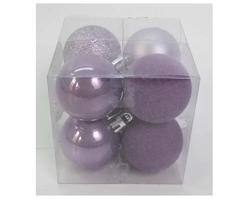 Набор новогодних шаров Novogod'ko пластик 4см 8 шт/уп сиреневый (974404)