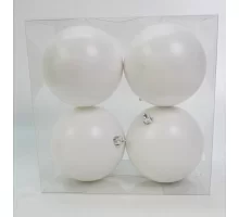 Набор новогодних шаров Novogod'ko пластик 10см 4 шт/уп белый матовый (974534)