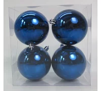 Набор новогодних шаров Novogod'ko пластик 8см 4 шт/уп синий глянец (974525)