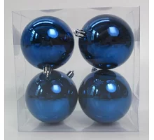 Набір новорічних куль Novogod'ko пластик 8см 4 шт/уп синій глянець (974525)