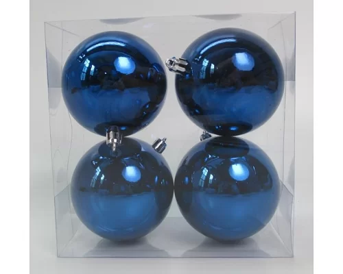 Набор новогодних шаров Novogod'ko пластик 8см 4 шт/уп синий глянец (974525)