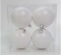 Набір новорічних куль Novogod'ko пластик 8см 4 шт/уп білий матовий (974531)