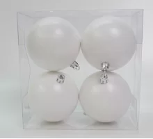 Набор новогодних шаров Novogod'ko пластик 8см 4 шт/уп белый матовый (974531)