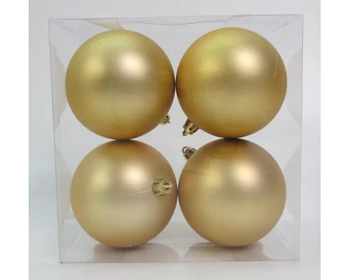 Набор новогодних шаров Novogod'ko пластик 8см 4 шт/уп золото матовое (974524)
