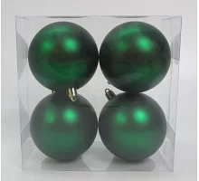 Набор новогодних шаров Novogod'ko пластик 8см 4 шт/уп зеленый матовый (974528)