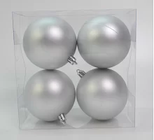 Набор новогодних шаров Novogod'ko пластик 8см 4 шт/уп серебро матовый (974532)