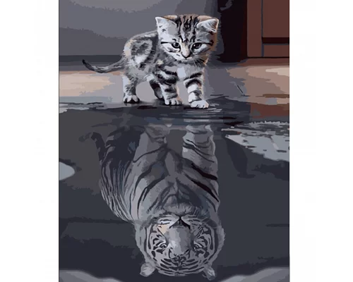 Картина за номерами Strateg   Кіт та тигр 40х50 см (HH009)
