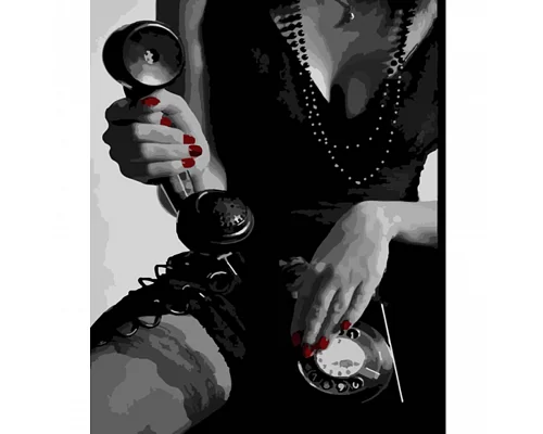 Картина за номерами Strateg Жінка з телефоном 40х50 см (HH035)