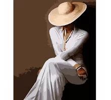 Картина за номерами Strateg Дівчина у капелюсі 40х50 см (HH036)