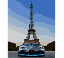 Картина за номерами Strateg   Машина на фоні Ейфелевої вежі 40х50 см (HH042)