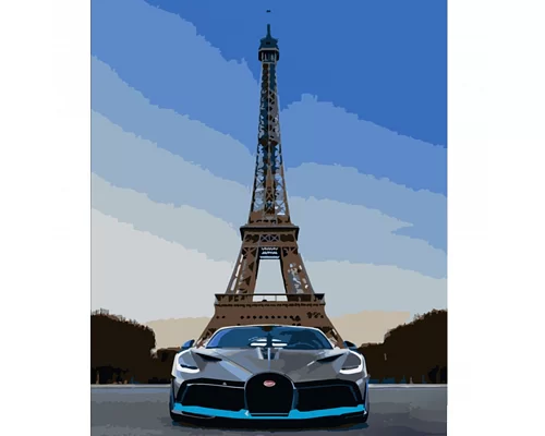 Картина за номерами Strateg Машина на фоні Ейфелевої вежі 40х50 см (HH042)