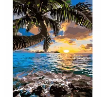 Картина за номерами Strateg Захід сонця на пляжі 40х50 см (HH049)