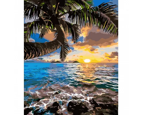 Картина за номерами Strateg Захід сонця на пляжі 40х50 см (HH049)