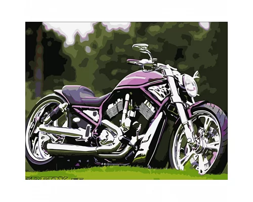Картина за номерами Strateg   Фіолетовий байк 40х50 см (HH083)