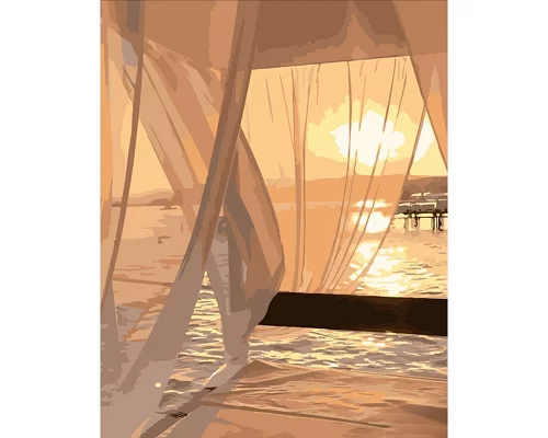 Картина за номерами Strateg Захід сонця на пляжі 40х50 см (DY358)