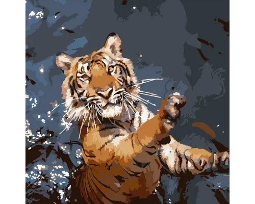 Картина за номерами Strateg Тигр-ловець 40х40 см (SK004)