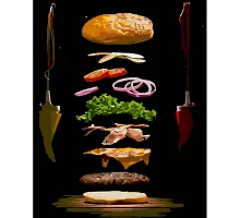 Картина за номерами Strateg   Смачний бургер 40х50 см (GS809)