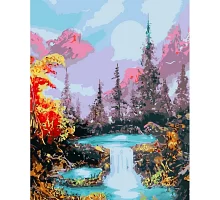 Картина за номерами Strateg Водоспад у лісі 40х50 см (GS851)