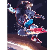 Картина за номерами Strateg Космонавт на скейті 40х50 см (GS888)
