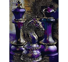 Картина за номерами Strateg   Фіолетові шахи 40х50 см (GS900)