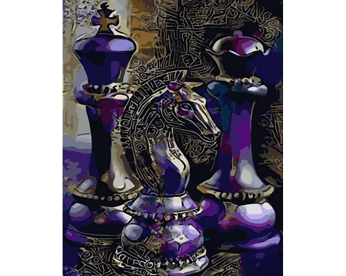 Картина за номерами Strateg Фіолетові шахи 40х50 см (GS900)