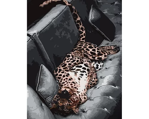 Картина за номерами Strateg Леопард на дивані 40х50 см (GS906)