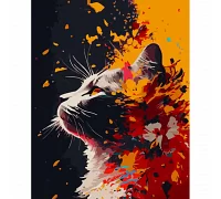 Картина за номерами Strateg Квітковий кіт 40х50 см (GS909)