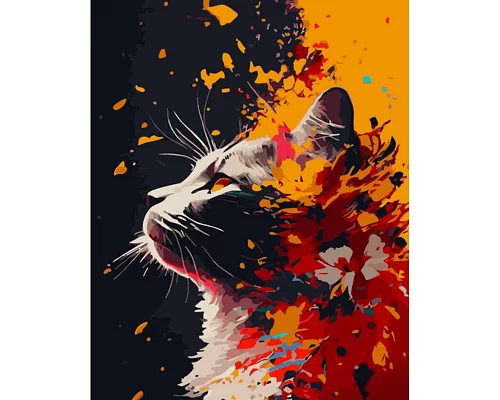 Картина за номерами Strateg Квітковий кіт 40х50 см (GS909)